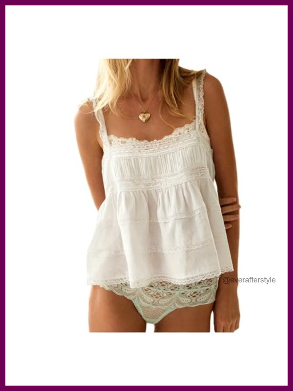 Lace Eyelet Tank Top Sleeveless Babydoll Cami Ruffle Tiered Peplum